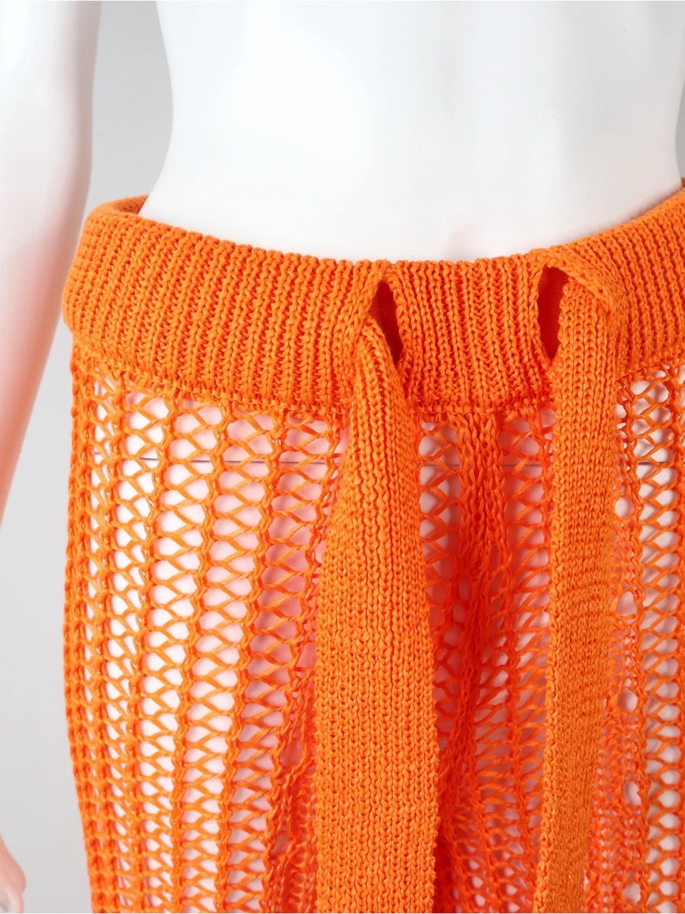 CULT GAIA | Orange Crochet Wide-Leg Cover-Up Pants with Tie Waist | Size